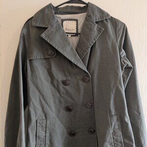 Heritage 1981 Army Green Double Breasted Cotton Jacket Size Medium Coat